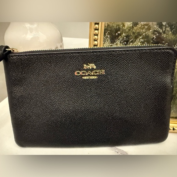 Coach Black Pebbled Leather Wristlet - Picture 2 of 7